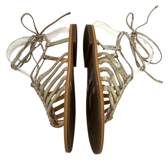 Lucky Brand Collette Gold Leather Gladiator Lace Up Flat Sandals Women’s 7 - Picture 10 of 13